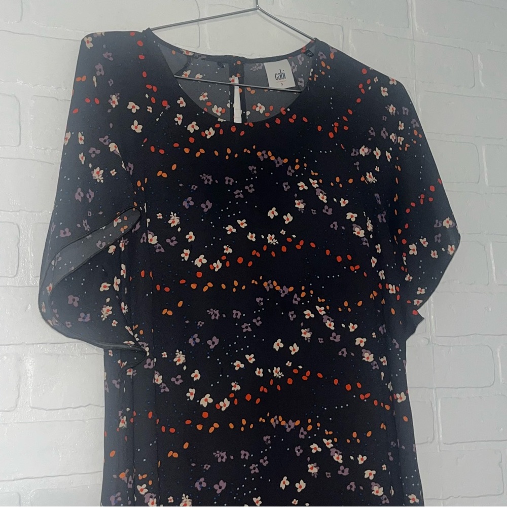 Cabi Womens Dress Floral Flowy Flutter Sleeves Work Office Short Sleeves Small - Picture 3 of 11